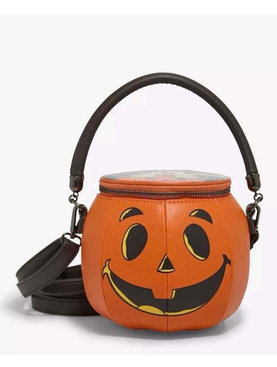 Loungefly Handbags - Loungefly Disney Mickey & Minnie Lenticular Figural Pumpkin Crossbody Bag